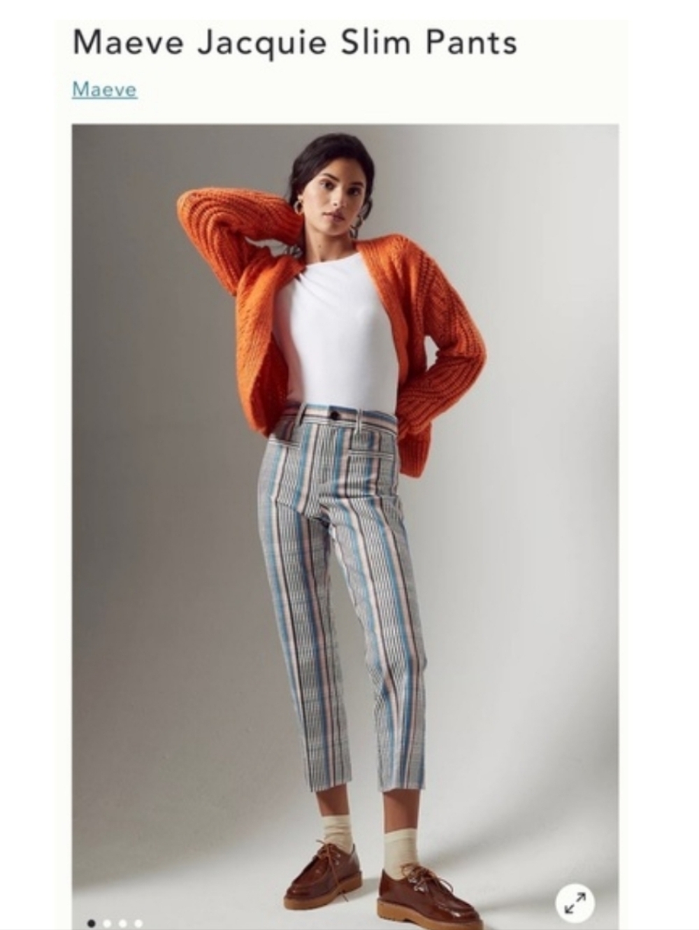 Maeve Jacquie Slim Pants in Multicolor Stripe Size 10 Nwt